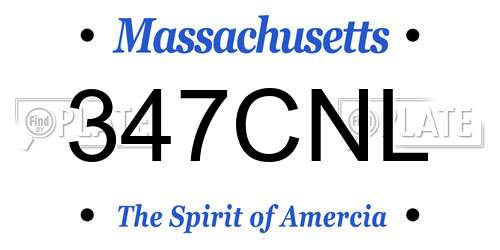347CNL Massachusetts License Plate