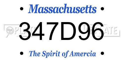 347D96 Massachusetts License Plate