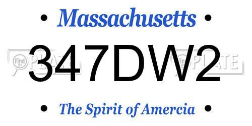 347DW2 Massachusetts License Plate