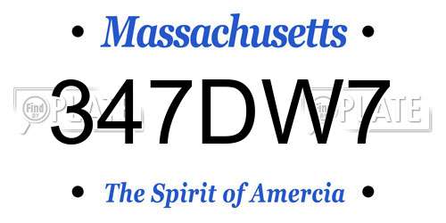 347DW7 Massachusetts License Plate