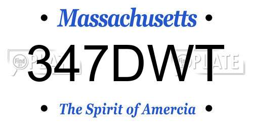 347DWT Massachusetts License Plate