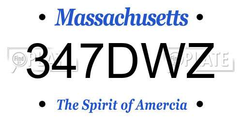 347DWZ Massachusetts License Plate