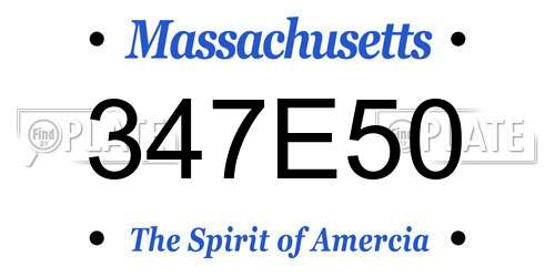 347E50 Massachusetts License Plate