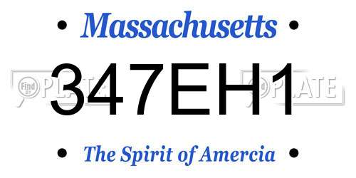 347EH1 Massachusetts License Plate