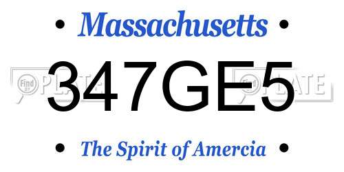 347GE5 Massachusetts License Plate
