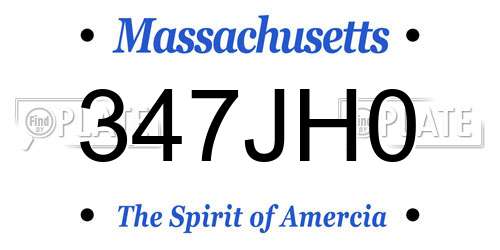 347JH0 Massachusetts License Plate