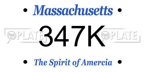 347K Massachusetts License Plate
