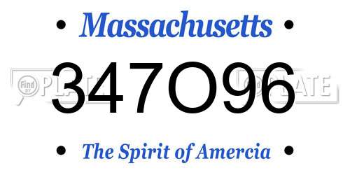 347O96 Massachusetts License Plate