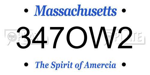 347OW2 Massachusetts License Plate