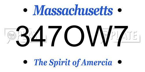 347OW7 Massachusetts License Plate