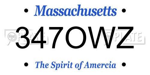 347OWZ Massachusetts License Plate