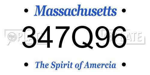 347Q96 Massachusetts License Plate