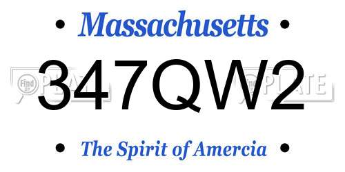 347QW2 Massachusetts License Plate