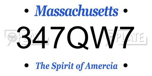 347QW7 Massachusetts License Plate