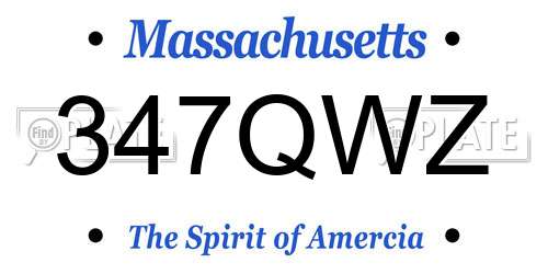 347QWZ Massachusetts License Plate