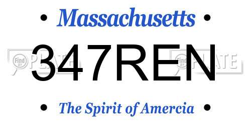 347REN Massachusetts License Plate