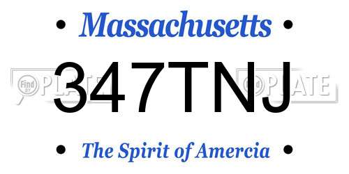 347TNJ Massachusetts License Plate
