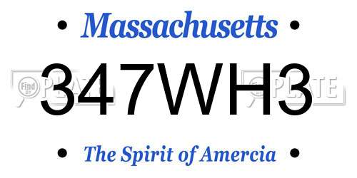 347WH3 Massachusetts License Plate