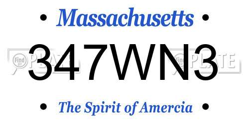 347WN3 Massachusetts License Plate