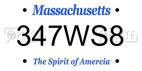 347WS8 Massachusetts License Plate
