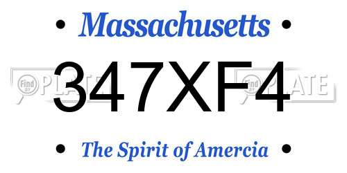 347XF4 Massachusetts License Plate