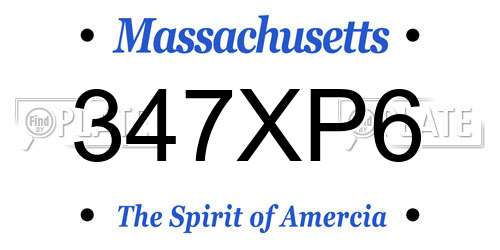 347XP6 Massachusetts License Plate