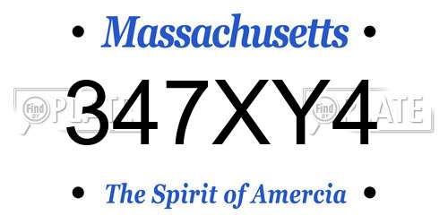 347XY4 Massachusetts License Plate