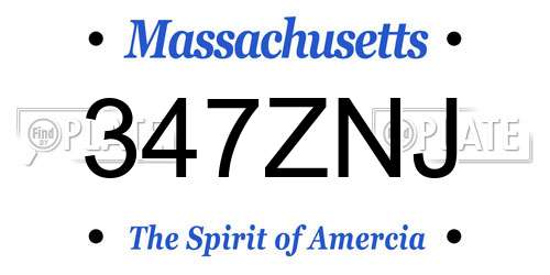 347ZNJ Massachusetts License Plate