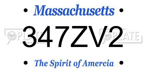 347ZV2 Massachusetts License Plate
