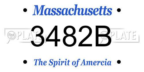 3482B Massachusetts License Plate