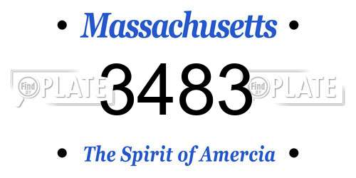 3483 Massachusetts License Plate