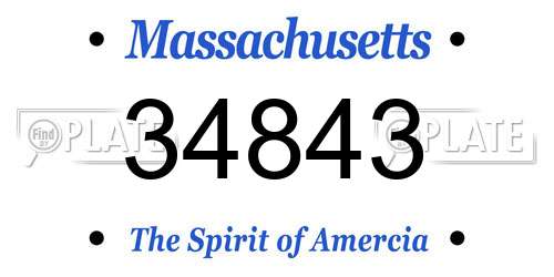 34843 Massachusetts License Plate