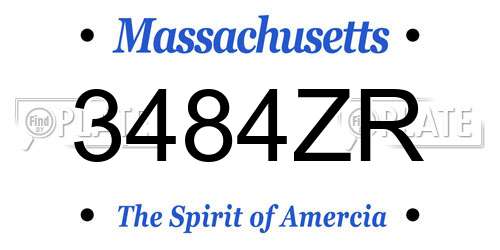 3484ZR Massachusetts License Plate