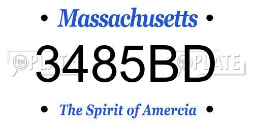 3485BD Massachusetts License Plate