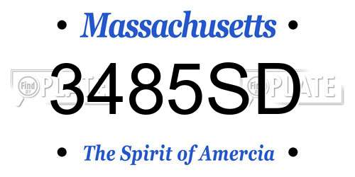 3485SD Massachusetts License Plate