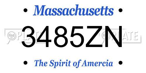 3485ZN Massachusetts License Plate