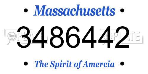 3486442 Massachusetts License Plate