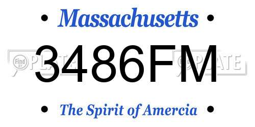 3486FM Massachusetts License Plate