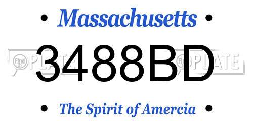 3488BD Massachusetts License Plate