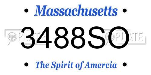 3488SO Massachusetts License Plate