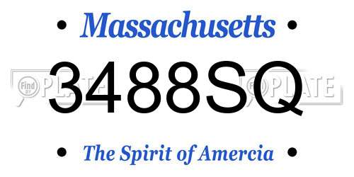 3488SQ Massachusetts License Plate
