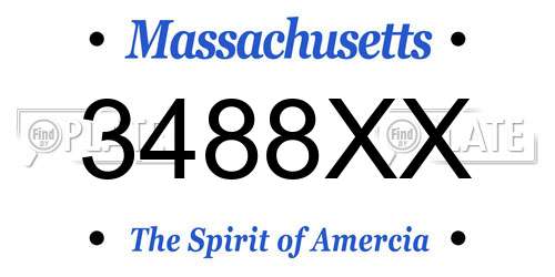3488XX Massachusetts License Plate