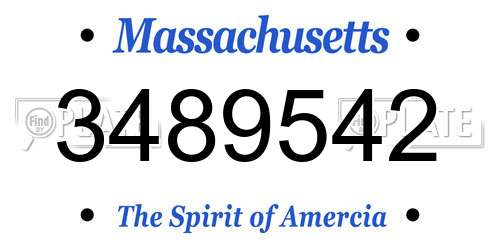 3489542 Massachusetts License Plate