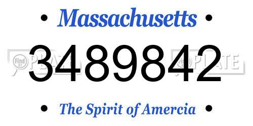 3489842 Massachusetts License Plate