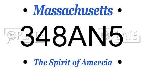 348AN5 Massachusetts License Plate