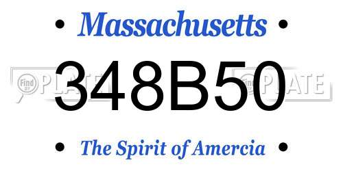 348B50 Massachusetts License Plate