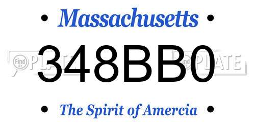 348BB0 Massachusetts License Plate
