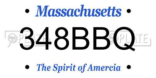 348BBQ Massachusetts License Plate
