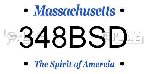 348BSD Massachusetts License Plate