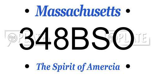 348BSO Massachusetts License Plate